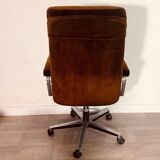 3 brown velvet armchairs