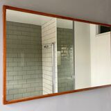 Vintage rectangular wall mirror teak frame