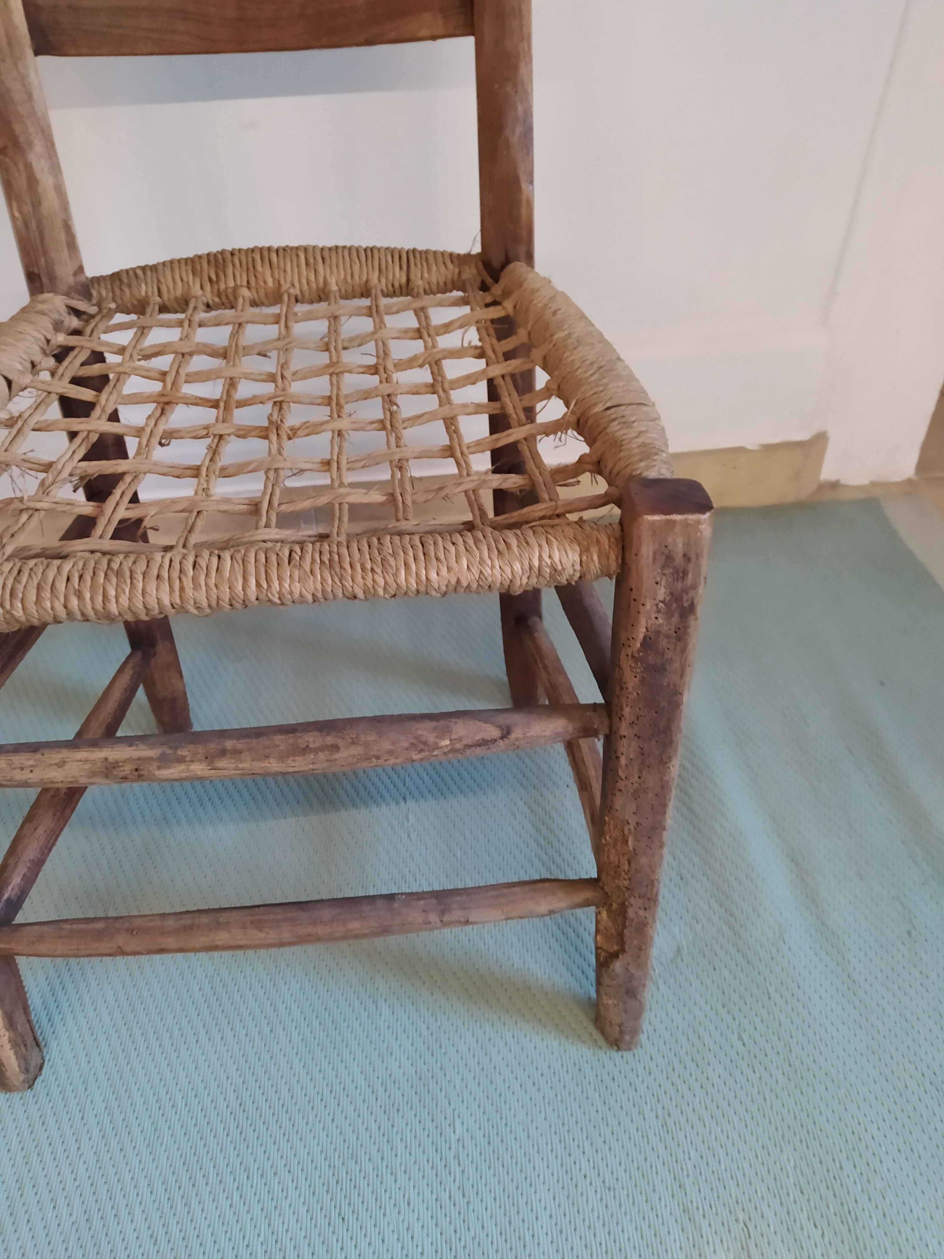 rustic wooden chair boheme craft braided rope