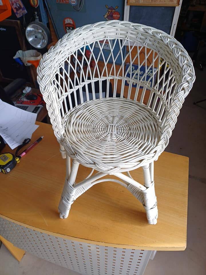 Vintage rattan children's armchair