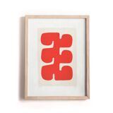 Collection of 4 abstract red paintings on paper signed Eawy