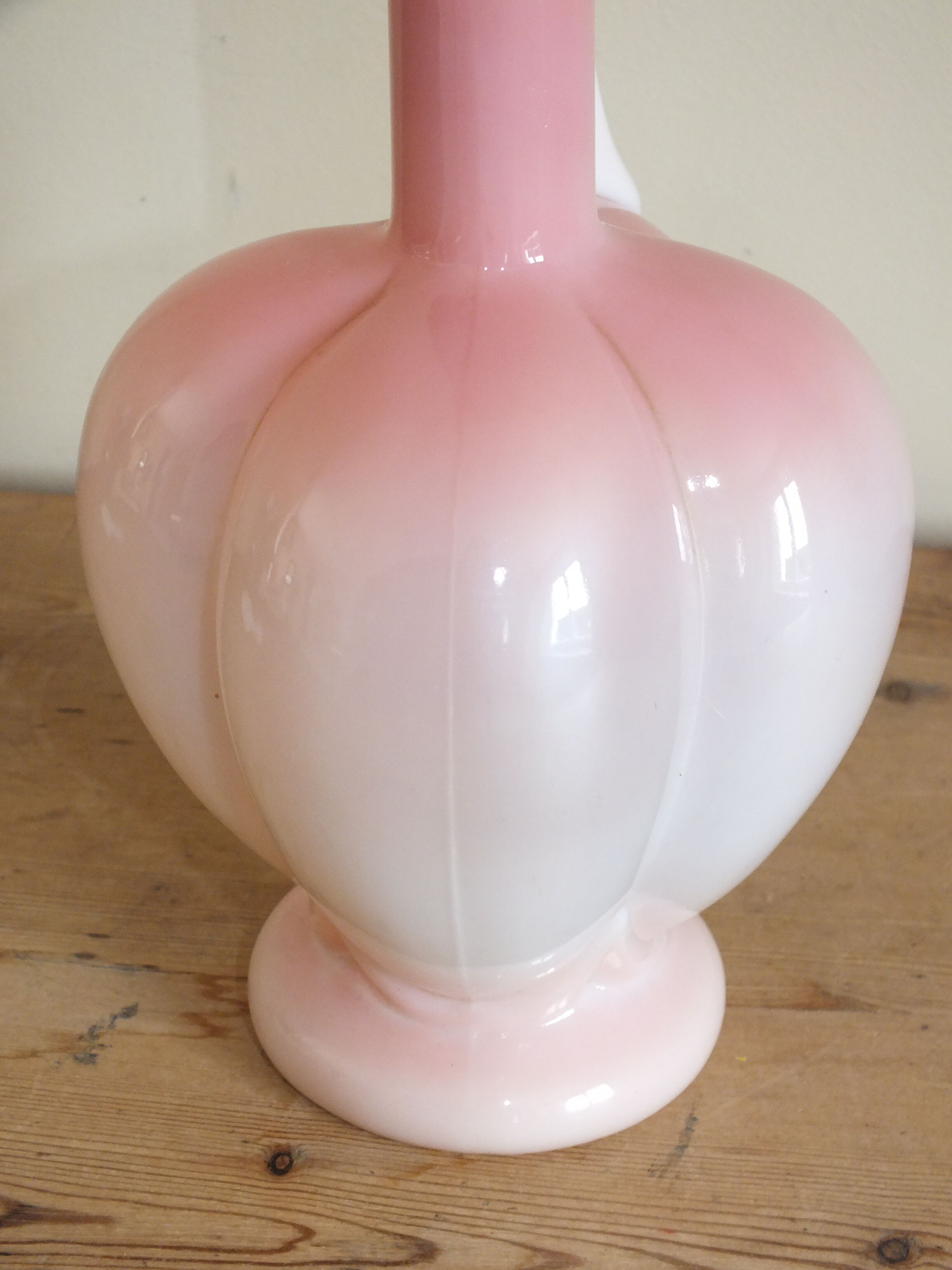 Pink and white opaline ewer