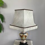 Lampe de salon en faïence façon craquelée décor fait main époque XXe