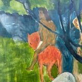 Tableau style Gauguin cadre bois doré