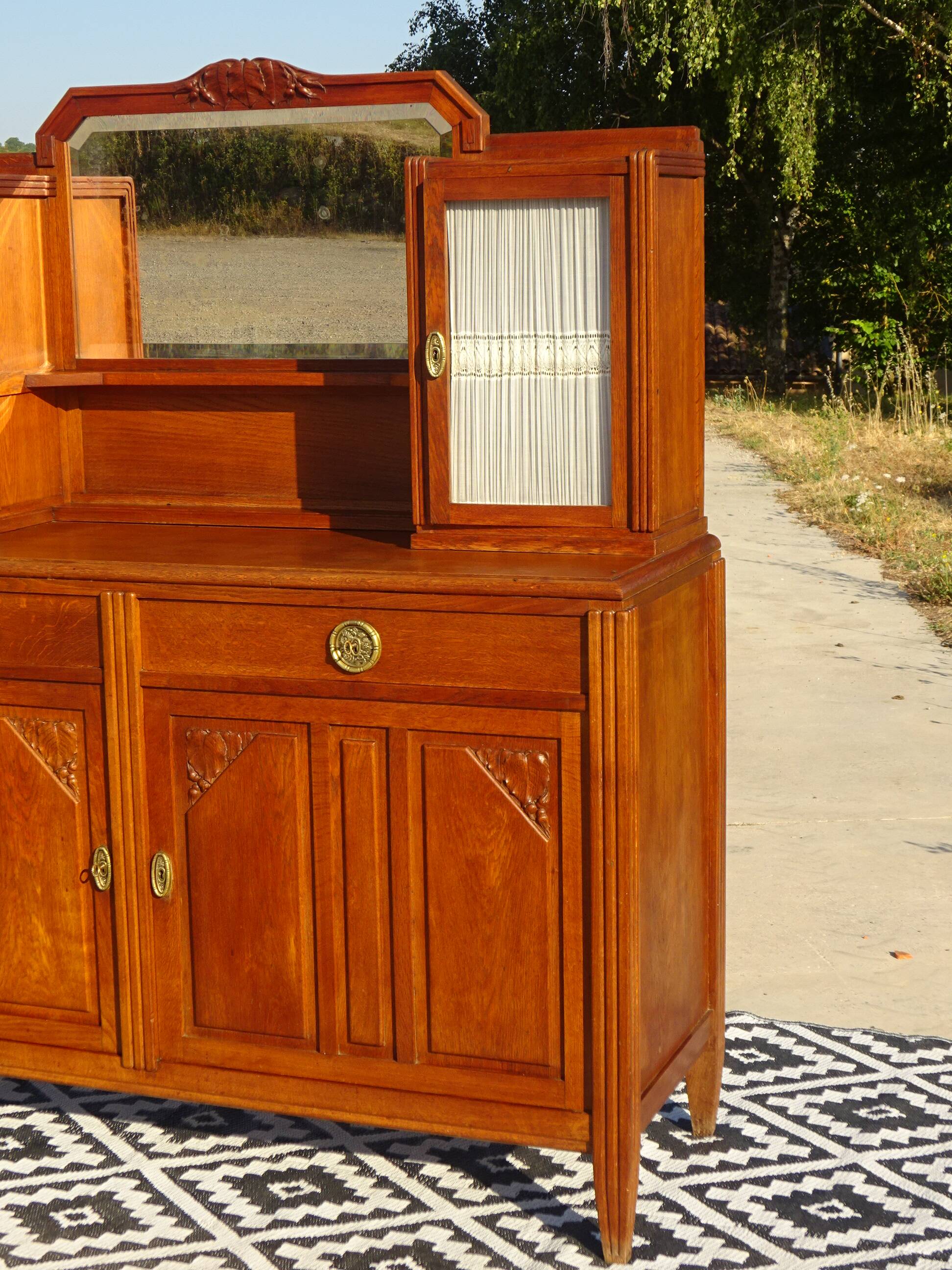 Art Deco sideboard with 2 cabinets and mirror