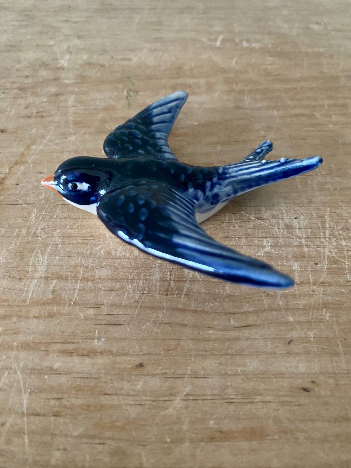 Vintage wall swallow in blue ceramic