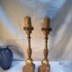 Pair of ancient carved gilded wood candlesticks - 18th century