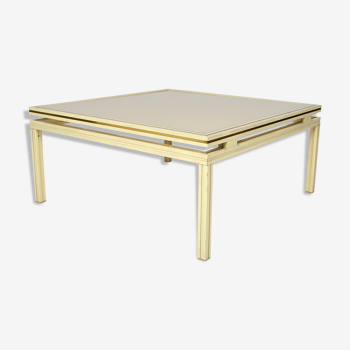 Coffee table, aluminium and brass, 1970s, by Pierre Vandel