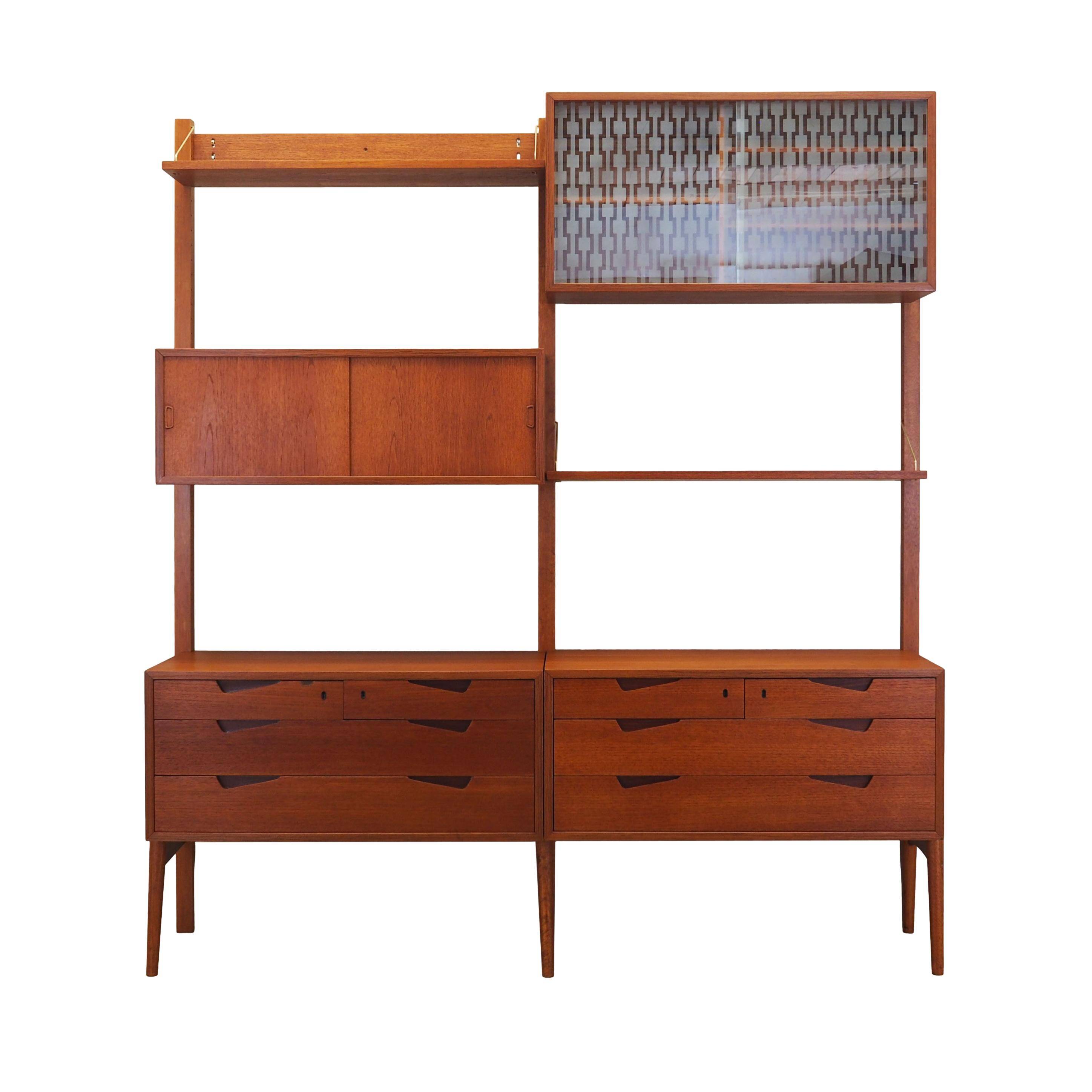 Teak wall unit, Norwegian design, 1960s, designer: Kjell Riise, production: