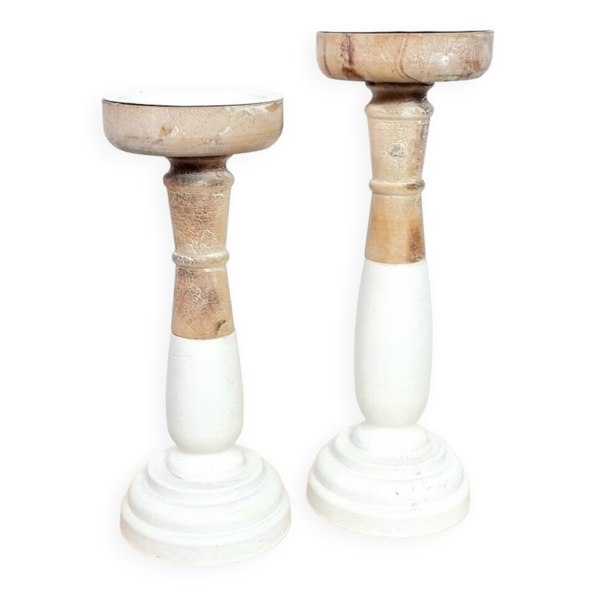 Painted wooden candlesticks