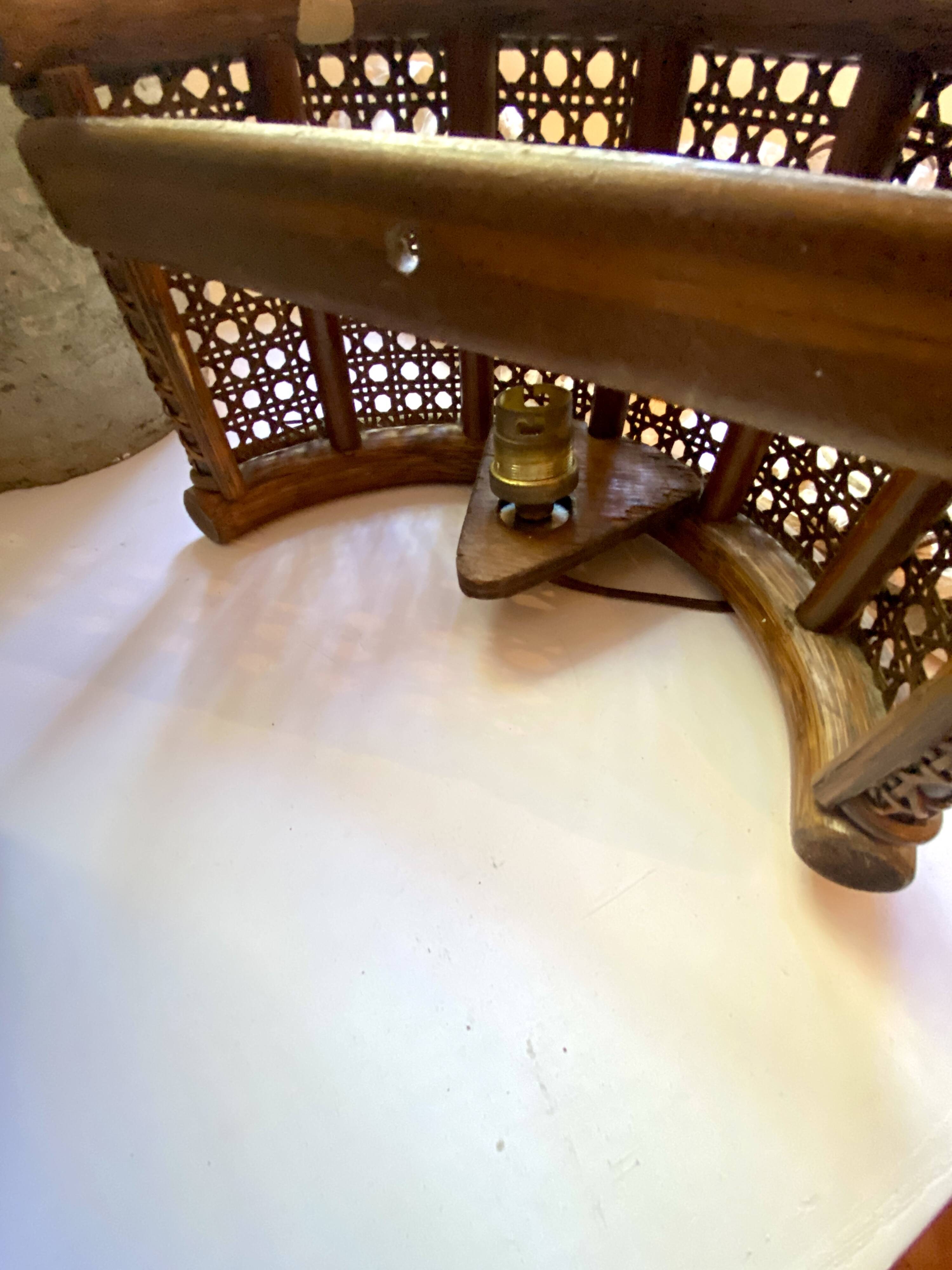 Duo wall lights, 3 M fabric cable, rattan and cane, 70s