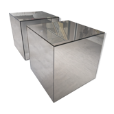 Paire de cubes miroirs ambrés