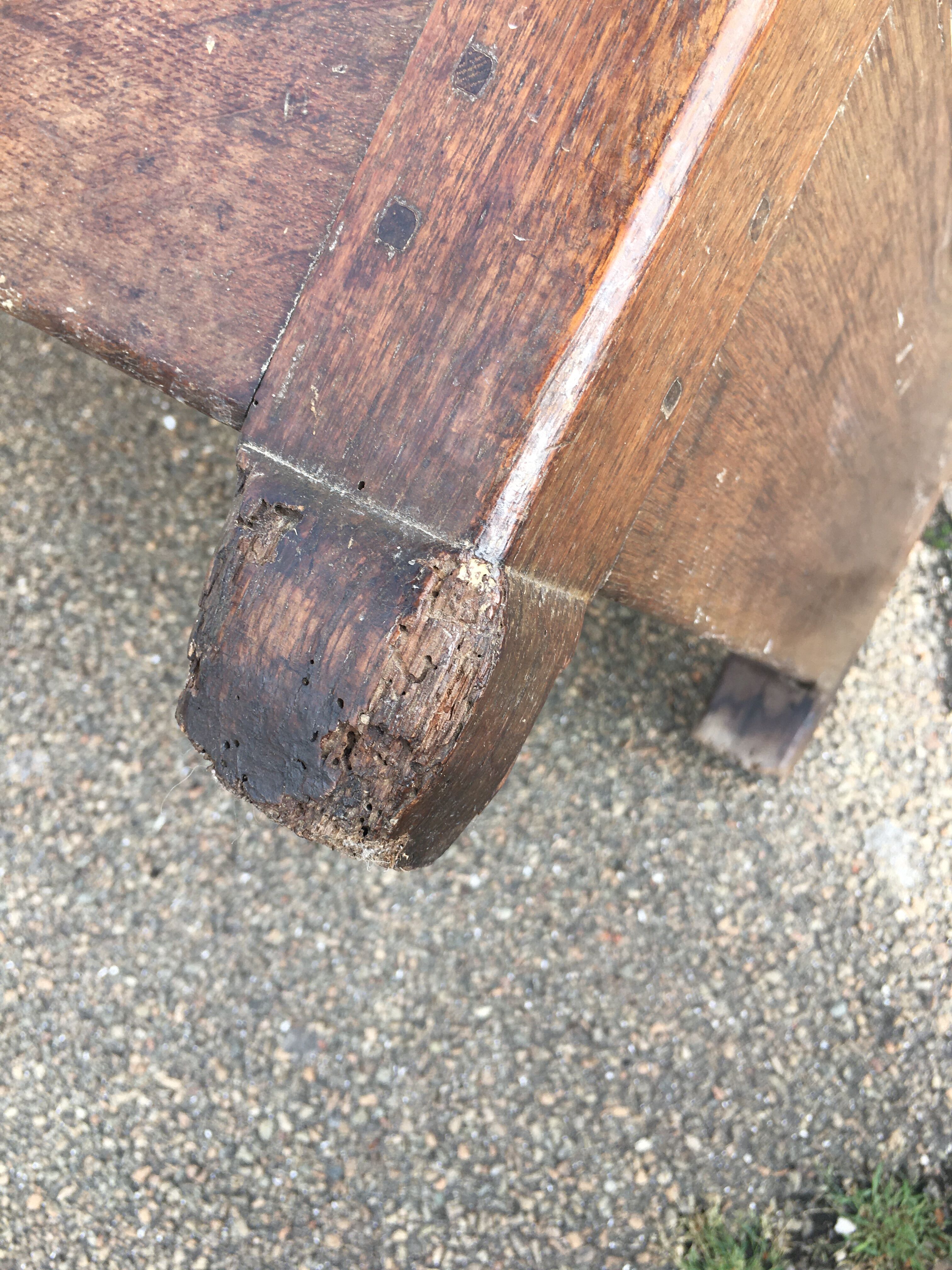 Old solid oak chest early XVIII Brutalist