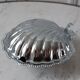 Butter dish / pocket tray shell silver metal 50s