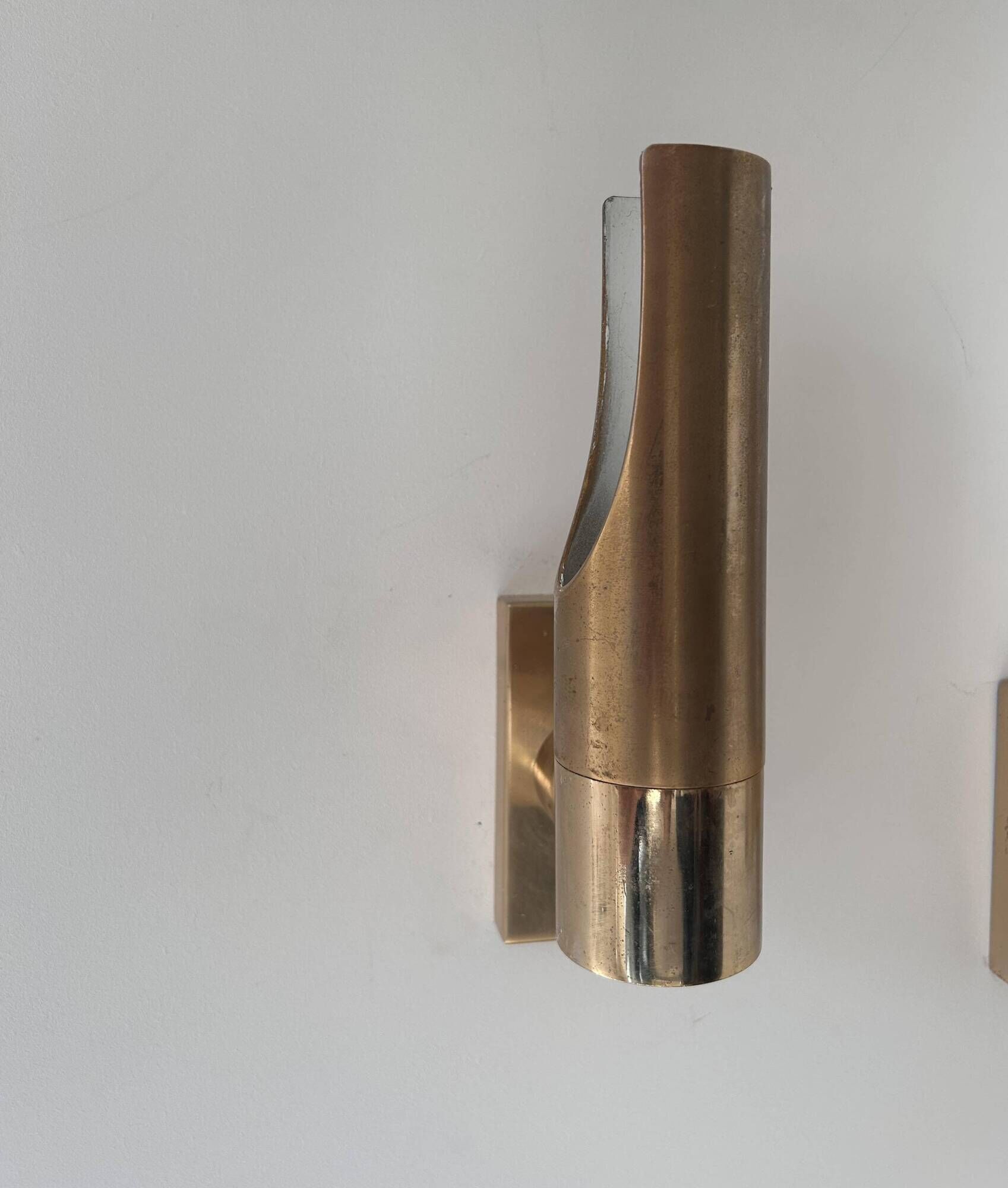 Pair of vintage adjustable wall lights, brass, France 1960