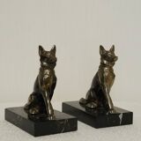 Paire de serre-livres chiens vintage