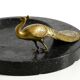 Beautiful, large black granite valet tray featuring a brass peacock, circa