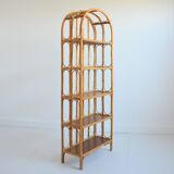 Library / Free-standing shelf in bamboo and rattan 1960s