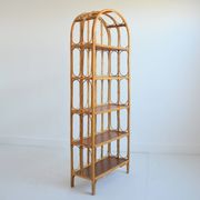 Bibliothèque / Étagère sur pied en bambou et rotin 1960s