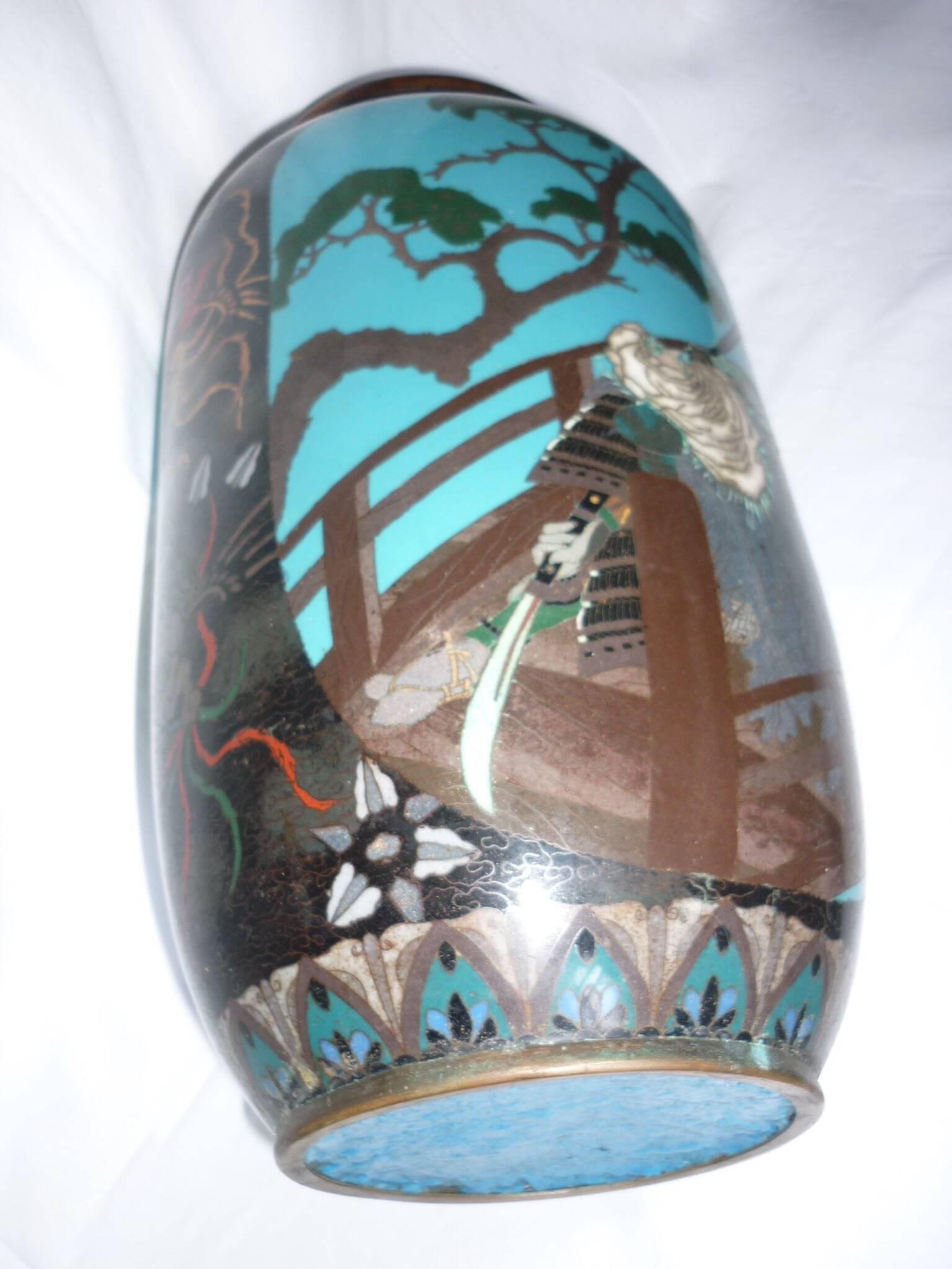 Old Chinese vase in cloisonné enamels 33 cm