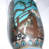 Vase chinois ancien en émaux cloisonnés 33 cm