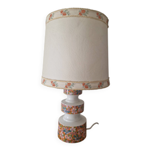 Lampe vintage en céramique - fleurie