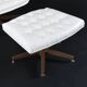 Restored George Mulhauser style white tufted tilt and swivel chair with ottoman