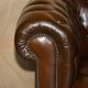 Restored Chesterfield leather sofa in vintage Art Deco style