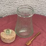 Olive or pickle jar in Biot bubble glass, hand-blown