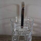 Vintage glass ice bucket with metal handle