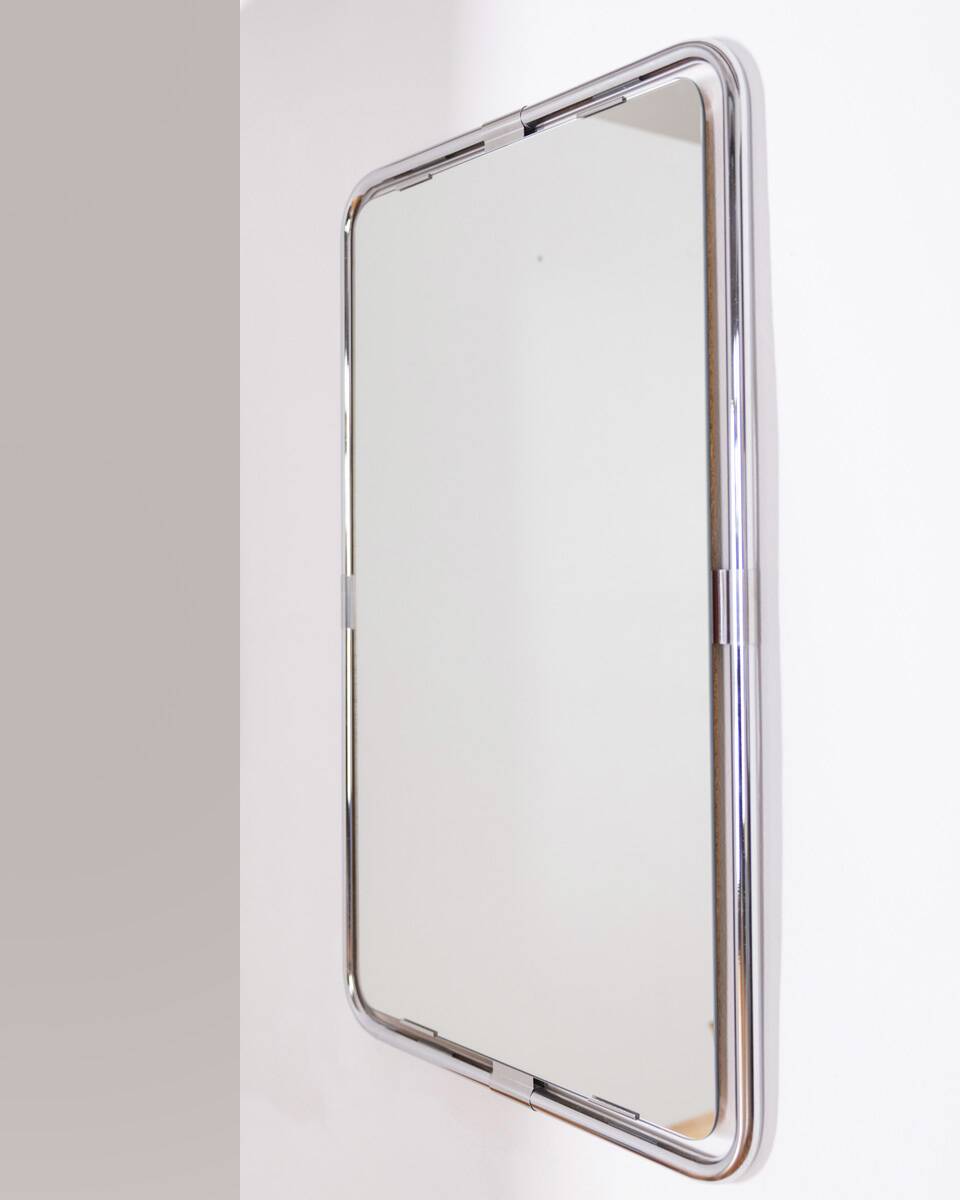 Vintage Italian Chrome Metal Wall Mirror, 1970s