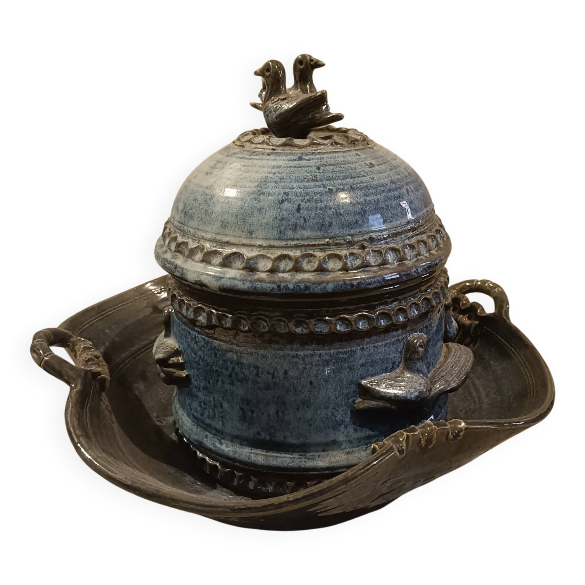 Superbe poterie en grès émaillé
