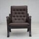 1970s, Scandinavian vintage design, armchair, brown leather, bent wood.