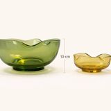 Vintage green and amber glass bowls – 1970s organic design from Canada