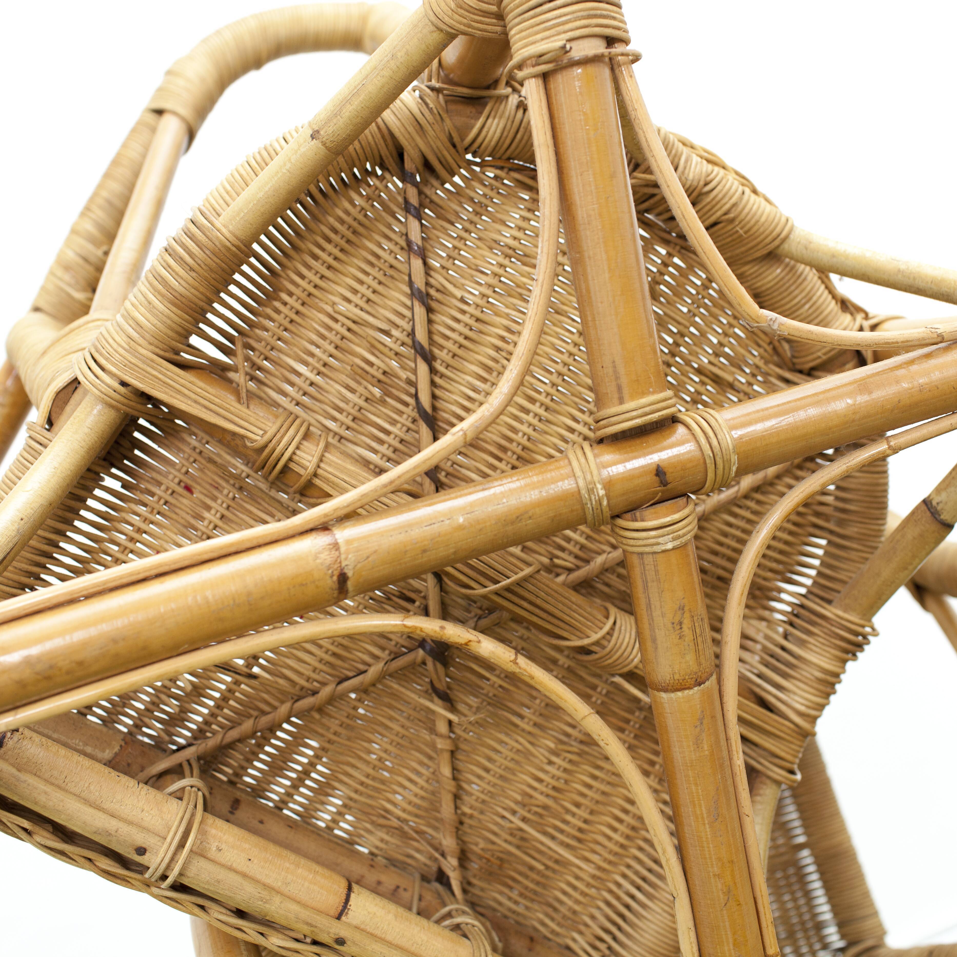 Pair of rattan and wicker armchairs 1960s