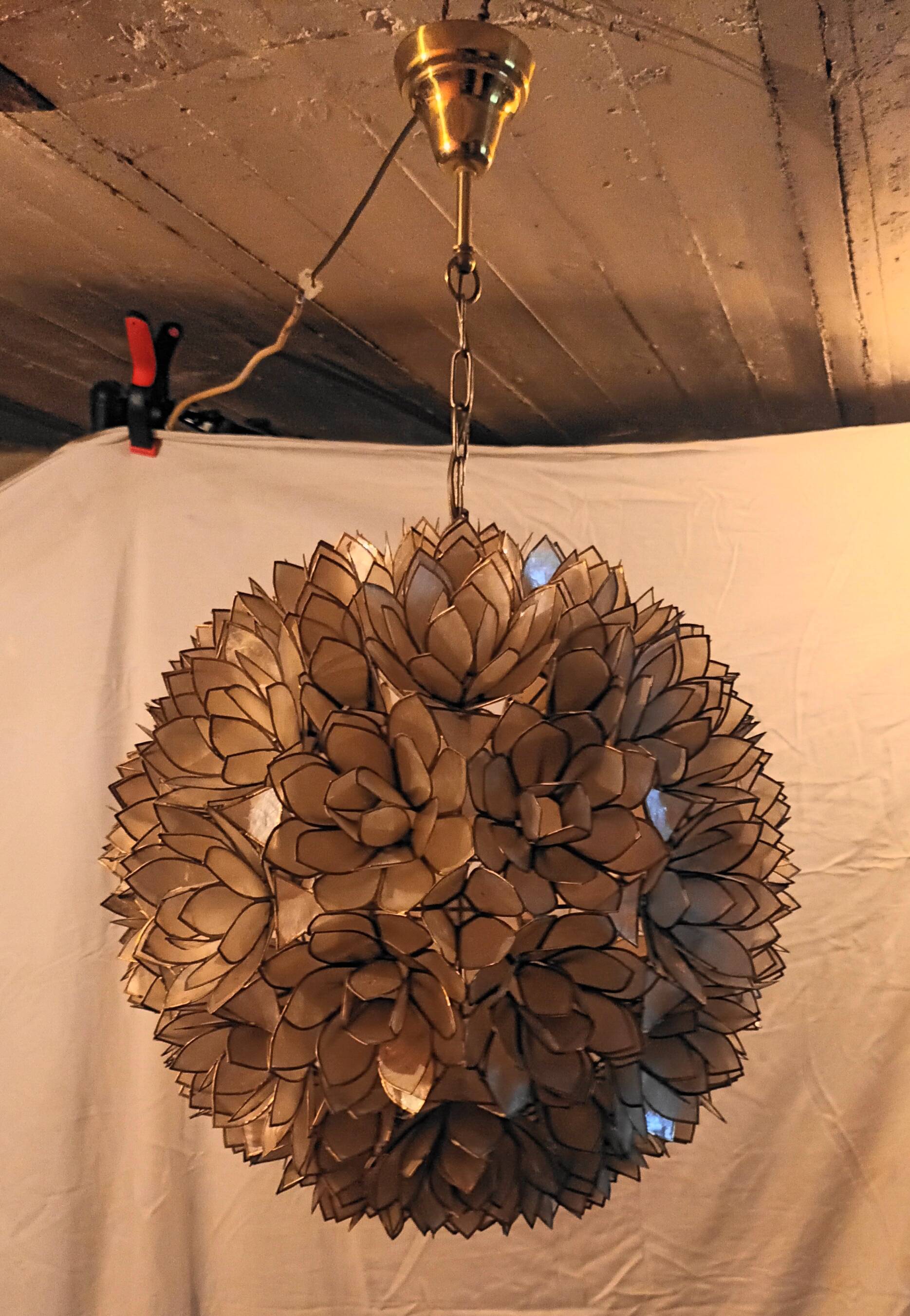 Capiz mother-of-pearl chandelier for Rausch, 1960s