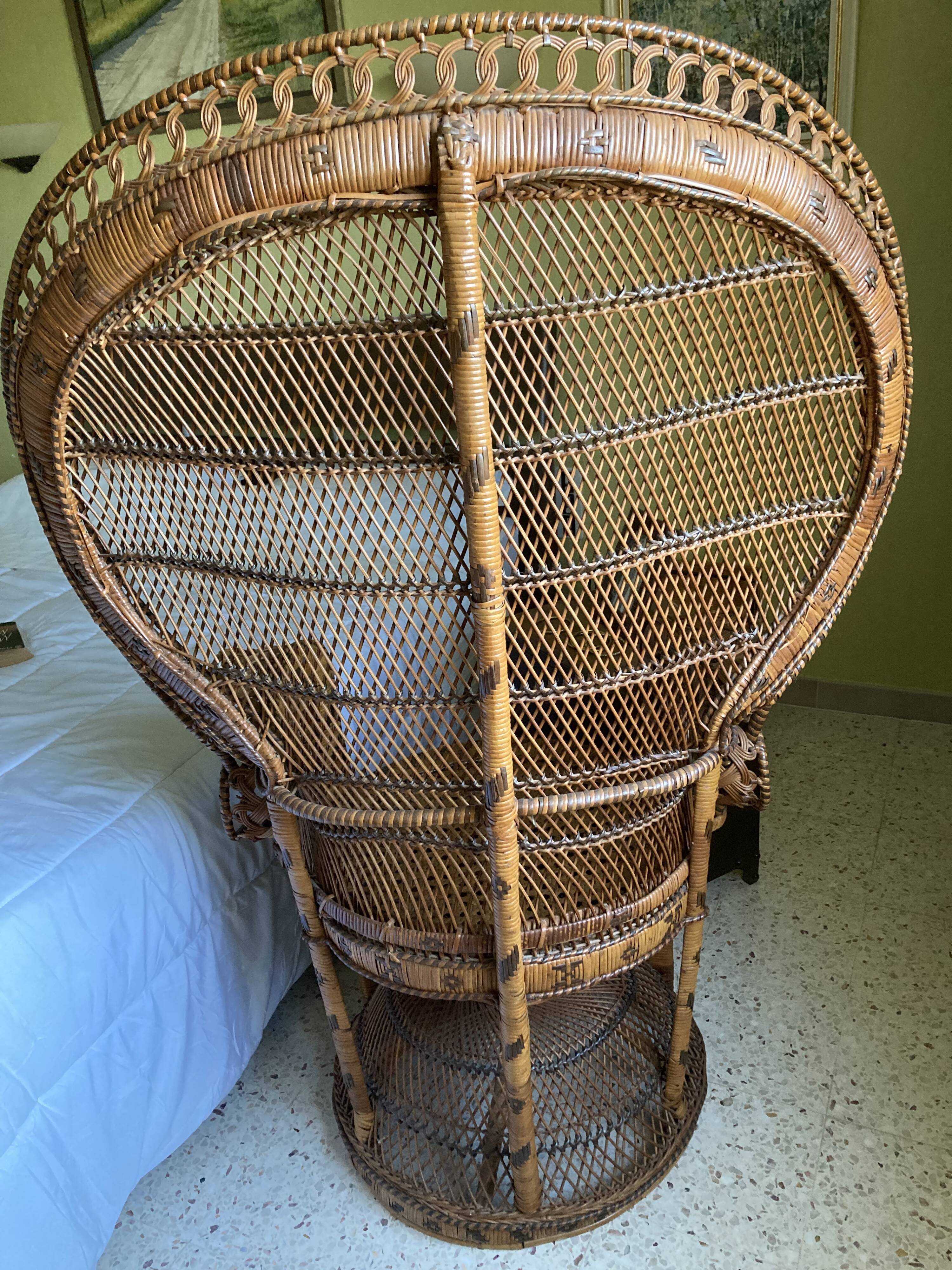 Vintage Emmanuelle rattan armchair