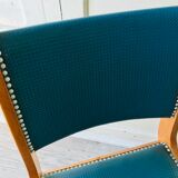 Vintage compass foot chair and studded blue skai