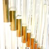 Pair of Murano glass wall lamps with gilded structure, Sciolari, Italy 1970