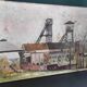 French vintage oil painting on canvas of a mine, signed M. L. Bertin Eustache