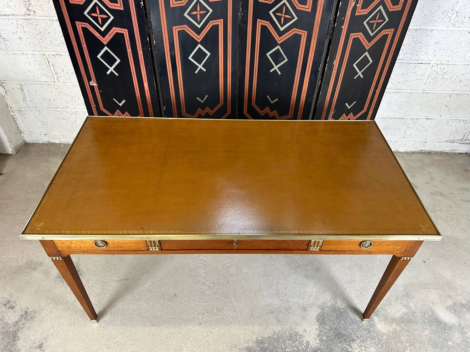 Directoire style flat desk in cherry wood