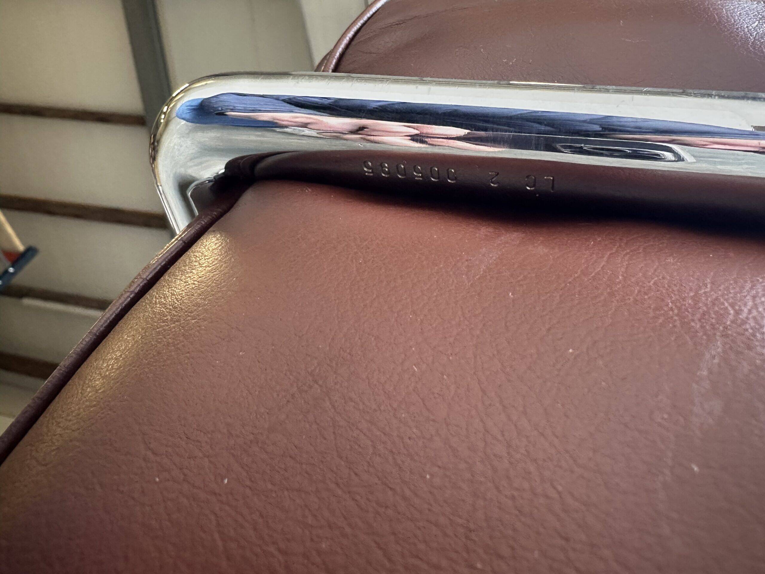 Early production LC2 leather 3-seater sofa by Le Corbusier Cassina 1970s