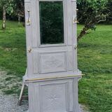 1900s coat rack patina gray mirror brass hooks