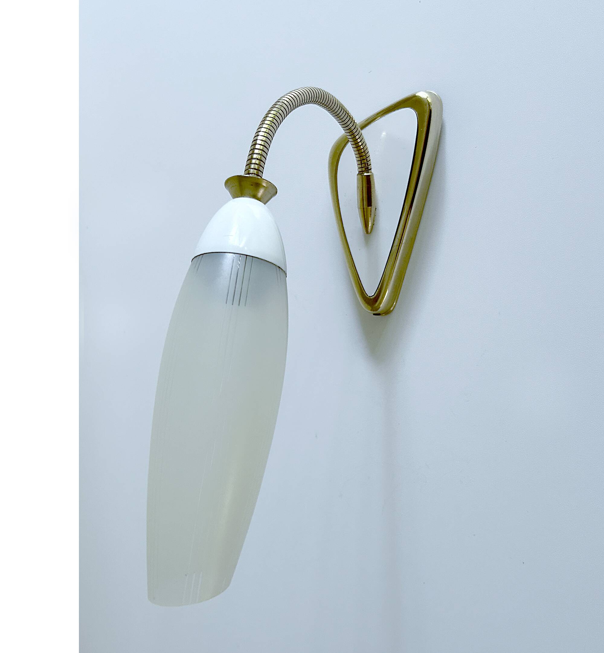 Mid Century Flexible Brass Glass Wall Light