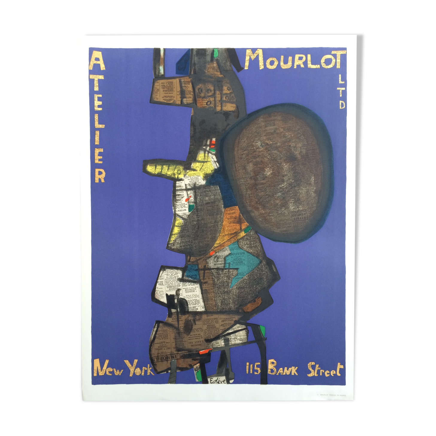 Maurice Esteve "Bank Street" Atelier Mourlot Ltd New York, 1967. Original exhibition poster