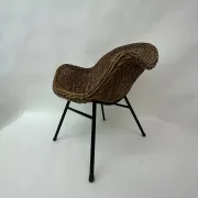 Chaise en osier de style mi-siècle, années 1950