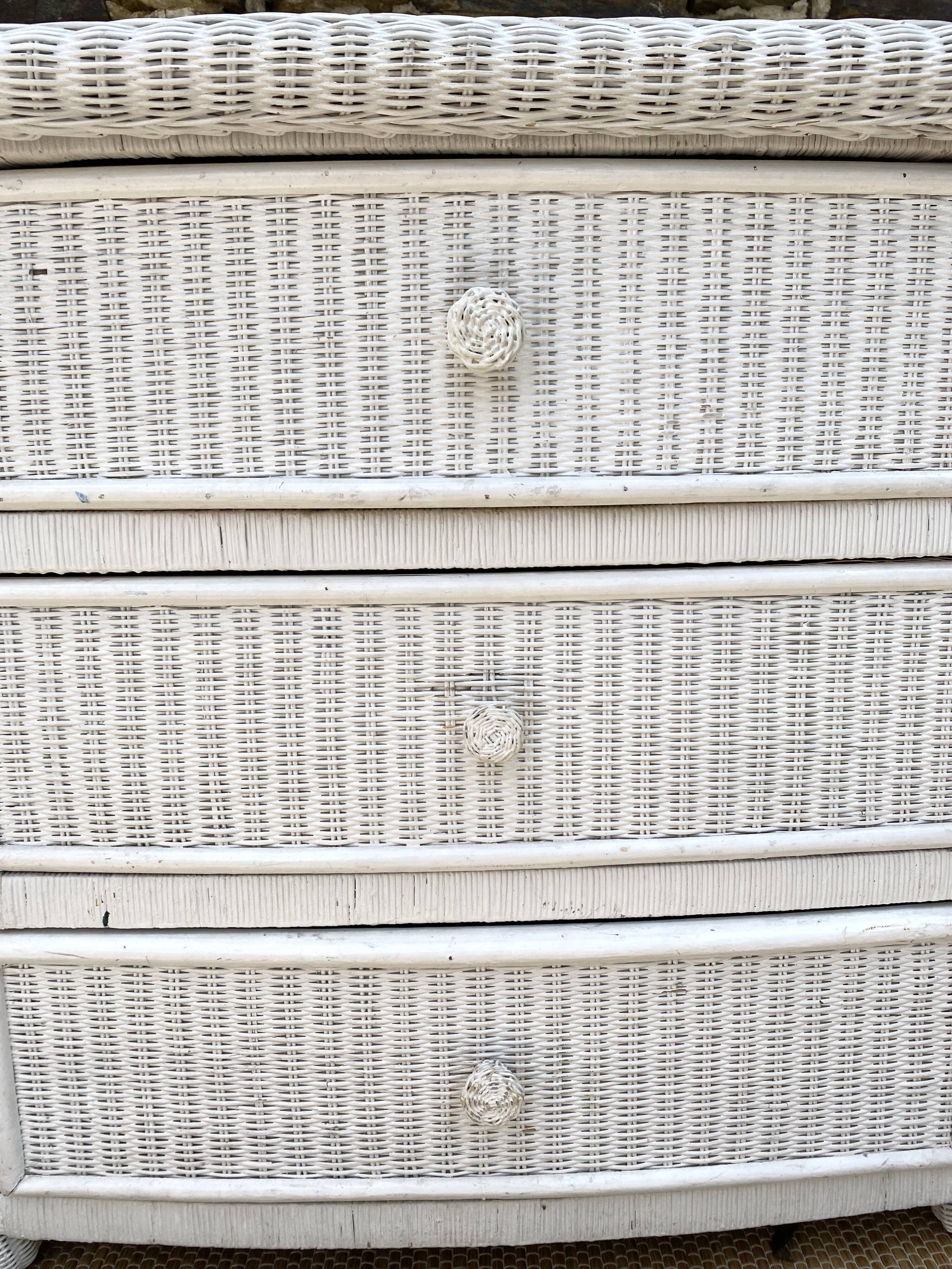 80s rattan chest of drawers