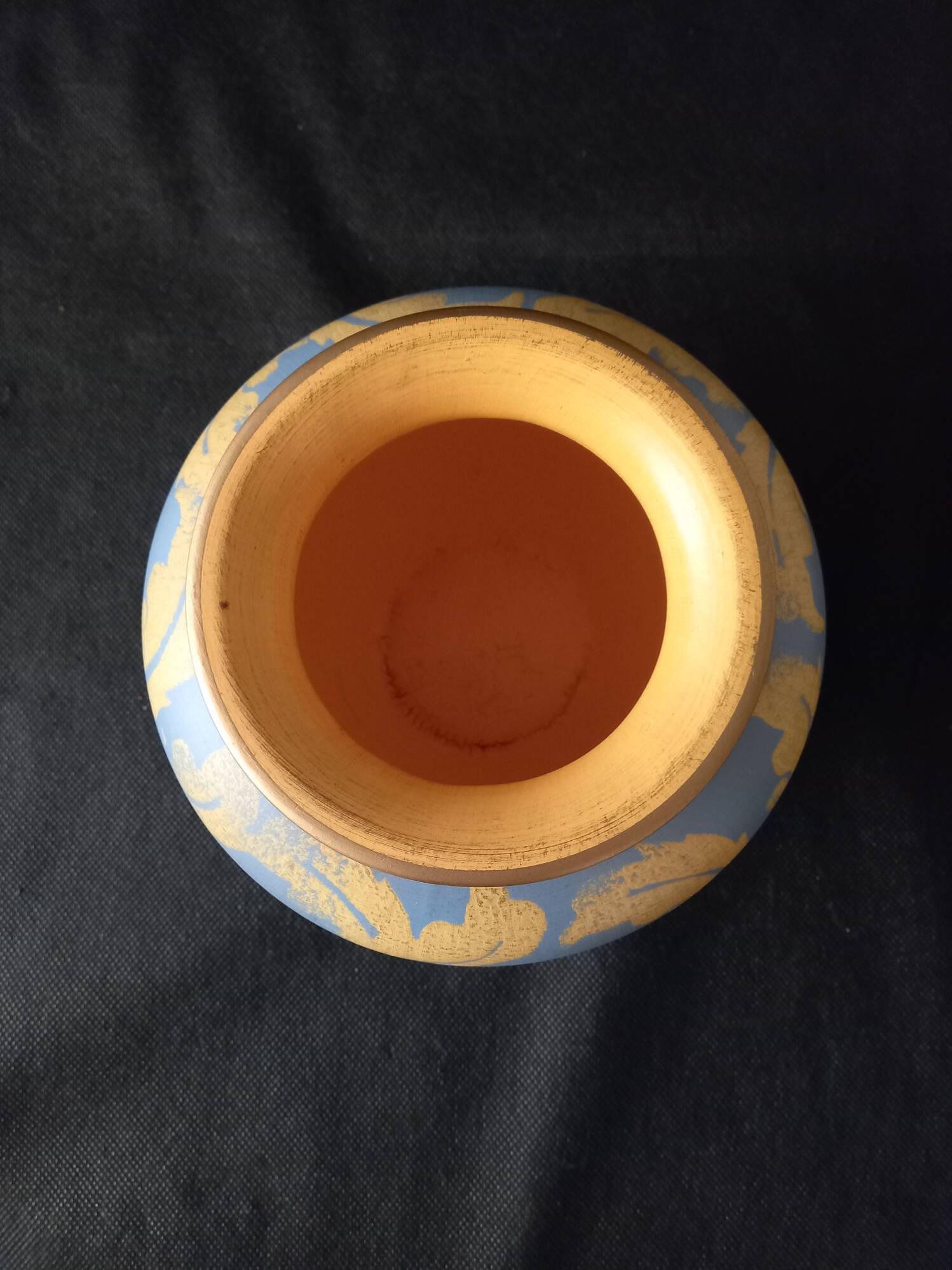 Vase signed DD▲ Foliages Provence Yellow and Blue