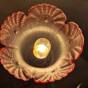 Wrought iron lamp 1900 pressed and molded lace glass has red ednide very rare very beautiful 35x14