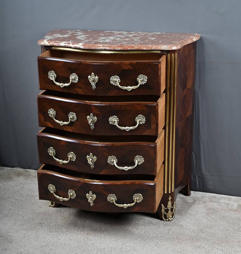 Commode en Marqueterie de Palissandre, style Régence, époque Napoléon III –